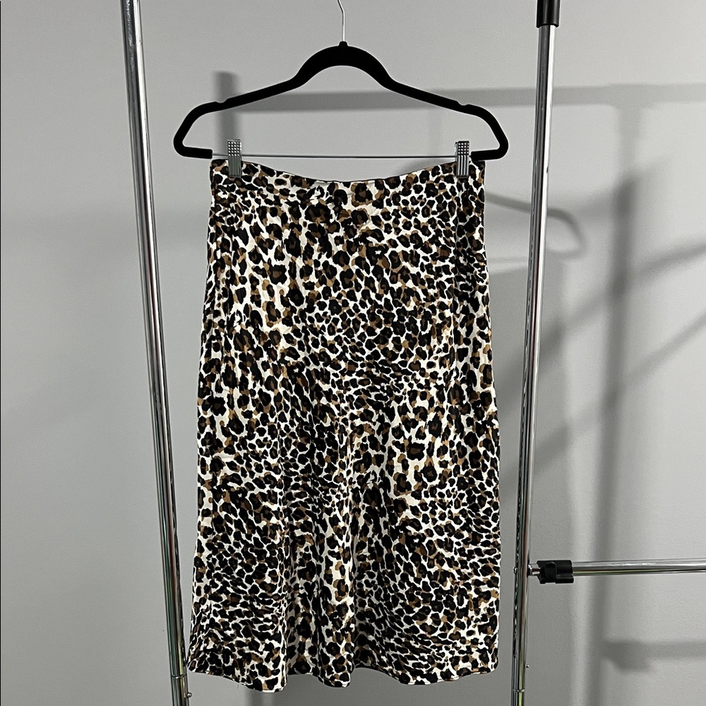 Express Leopard Print Midi Skirt